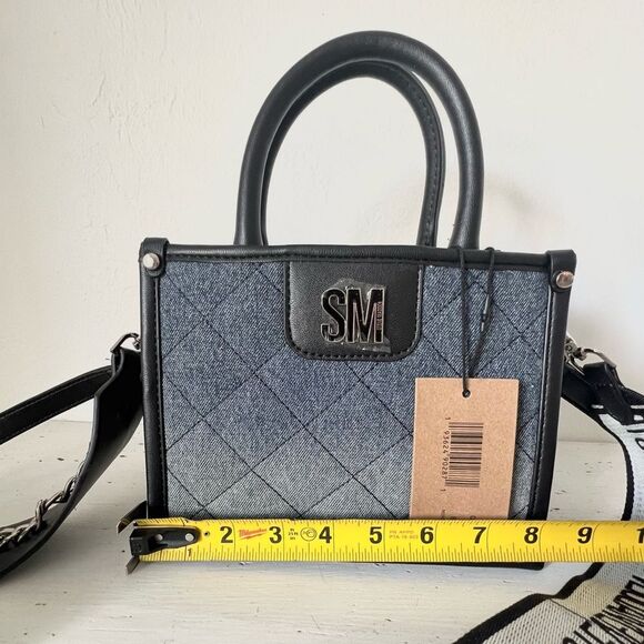Steve Madden BNIKO-D Denim Tote Crossbody Bag - Blue/Black - NEW!! - Picture 12 of 15